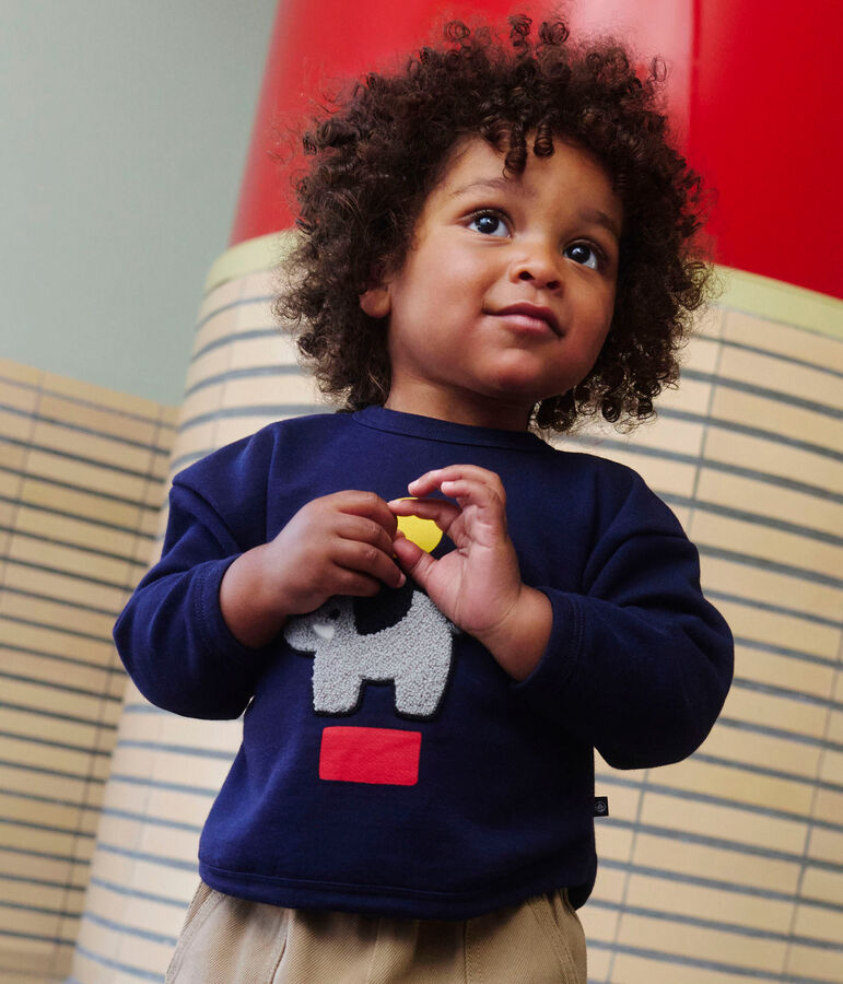 Sweatshirt b&eacute;b&eacute; en coton motif &eacute;l&eacute;phant bleu