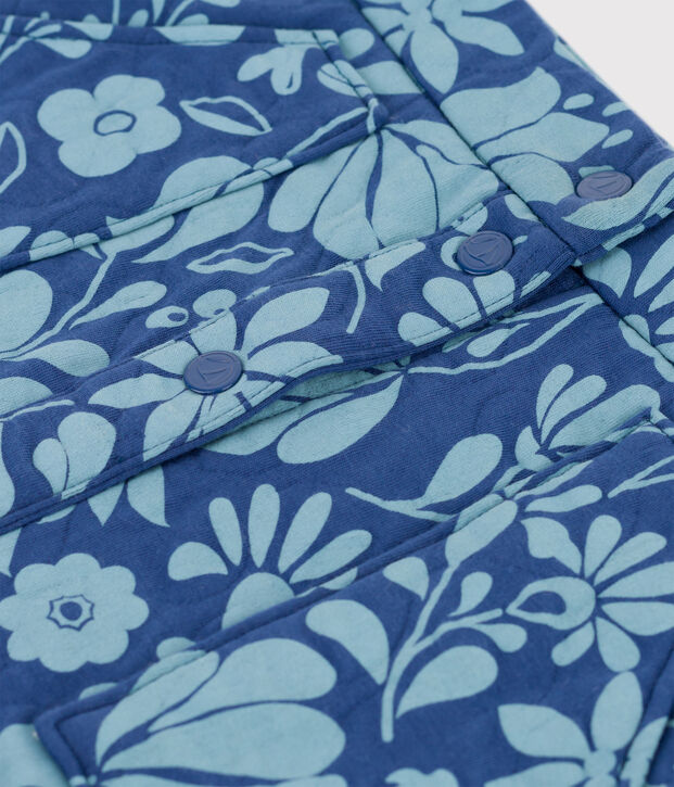 Meisjesrok met print in doorgestikte tubic blauw/blauw