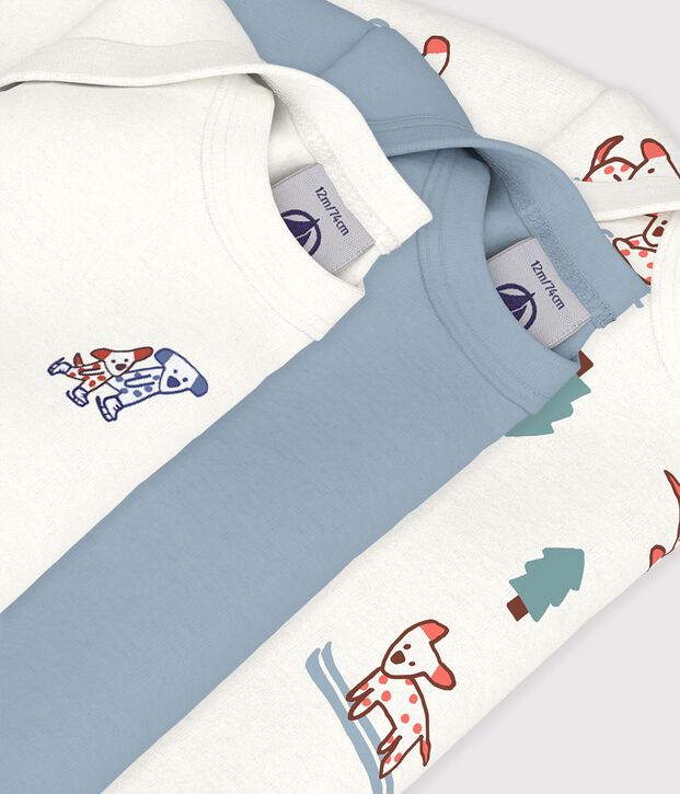Lot de bodies manches longues en coton imprim&eacute; chiens b&eacute;b&eacute; multicouleur