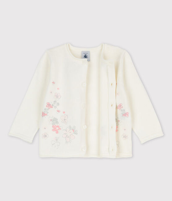 Cardigan en tricot jersey coton/lin bébé fille blanc MARSHMALLOW