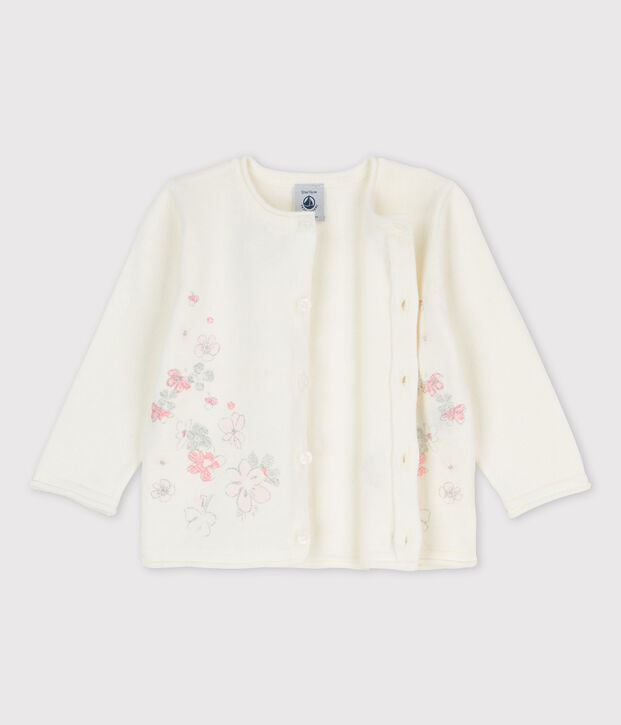 Cardigan van katoen/linnen jersey voor babymeisjes wit