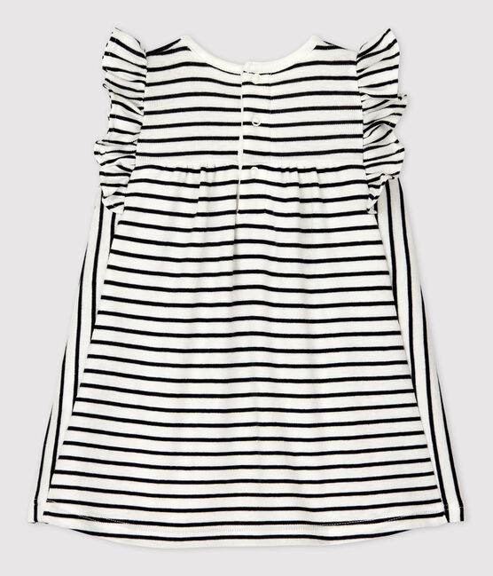 Robe body rayée marinière en coton bio bébé blanc MARSHMALLOW/bleu SMOKING