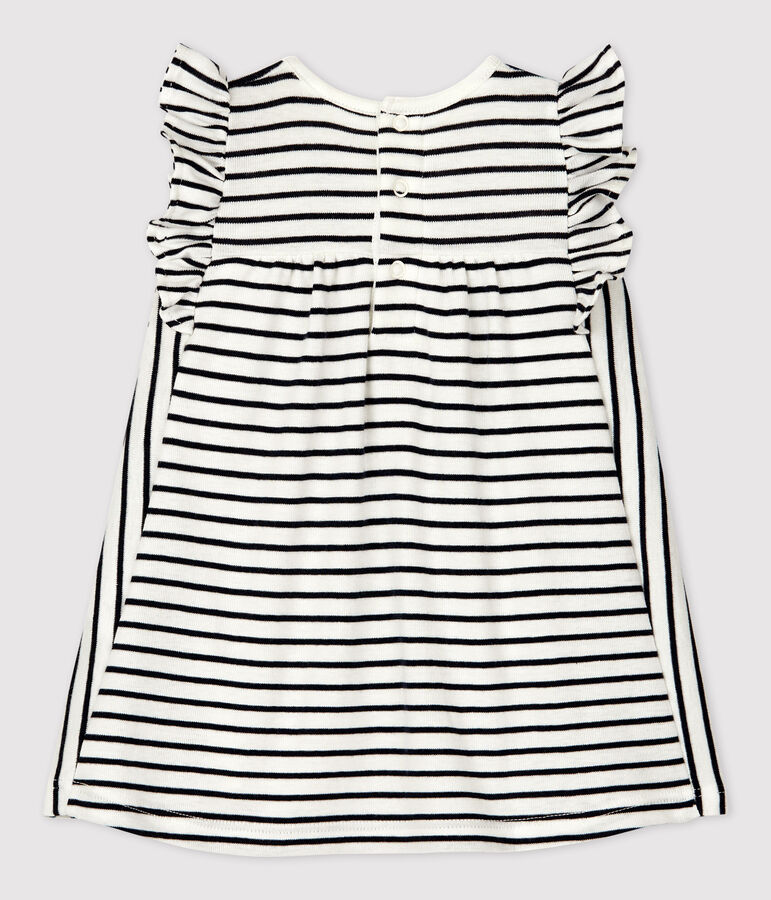 Robe body ray&eacute;e marini&egrave;re en coton bio b&eacute;b&eacute; blanc/bleu