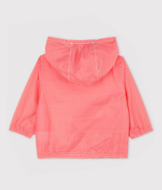 Coupe-vent en polyamide recycl&eacute; b&eacute;b&eacute; fille/gar&ccedil;on rose/blanc