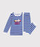 Gestreepte fluwelen kinderpyjama blauw CALVIN/ MARSHMALLOW