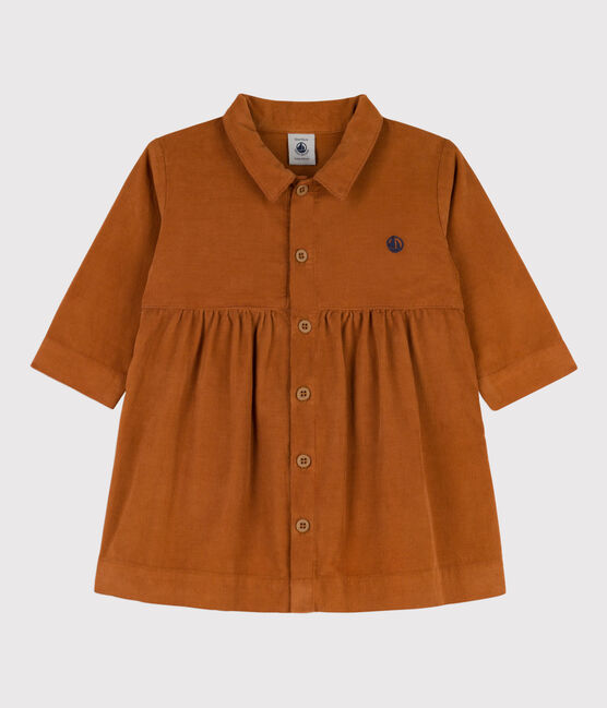 Robe manches longues bébé en velours fin marron ECUREUIL