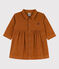 Robe manches longues bébé en velours fin marron ECUREUIL