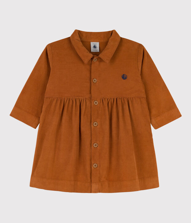 Babyjurkje met lange mouwen van dun fluweel bruin