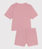 Katoenen korte damespyjama met strepen roze ROSEWOOD/ MARSHMALLOW