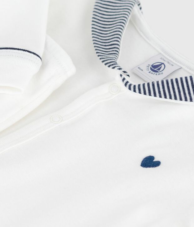 Tweedelige babypyjama met marinekraag wit