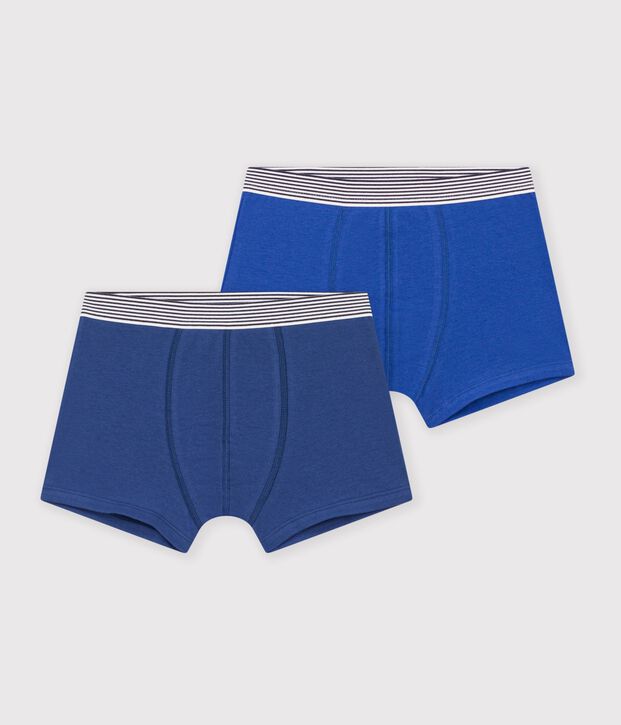 Lot de boxers enfant en coton et &eacute;lasthanne uni multicouleur