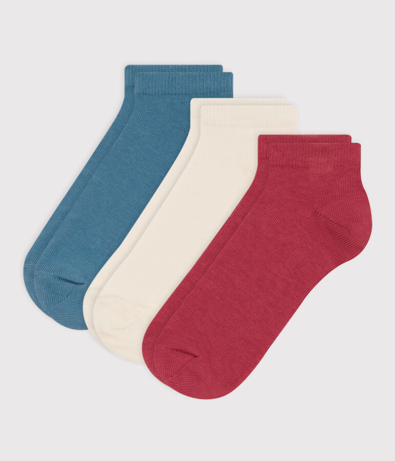 Lot de 3 paires de chaussettes unies en jersey de coton enfants multicouleur