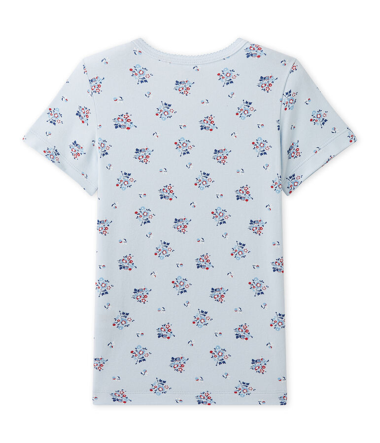 Meisjes-T-shirt in stretchjersey met dessin blauw/multicouleur