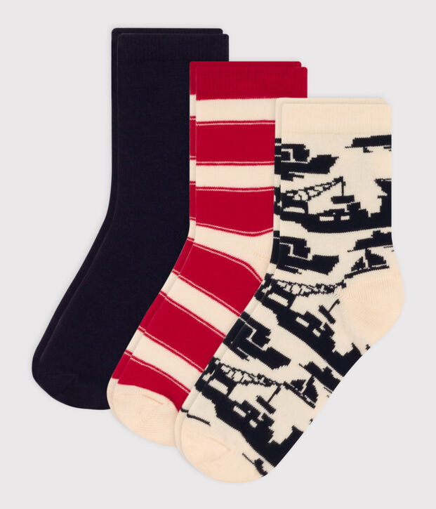 Lot de 3 paires de chaussettes port en jersey de coton enfants multicouleur