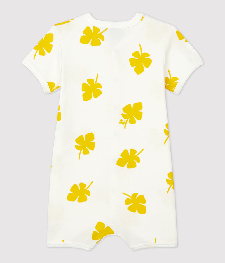 Combicourt imprim&eacute; v&eacute;g&eacute;tal b&eacute;b&eacute; en coton blanc/jaune