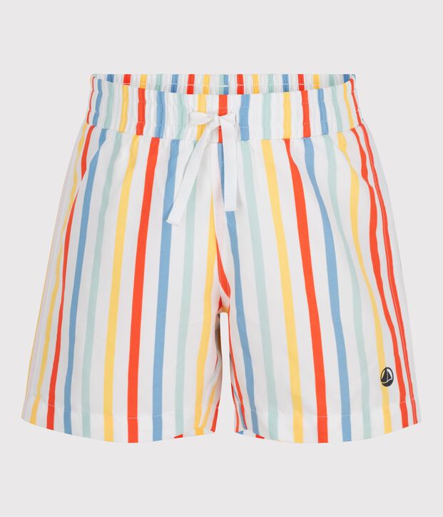 Gestreepte zwemshort voor kinderen wit/multicouleur