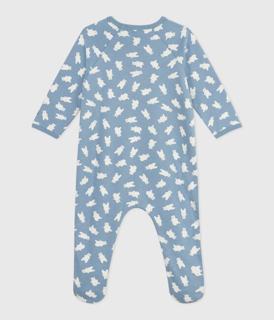 Pyjama bébé en molleton gratté imprimé bleu ADRIATIC/ MILK