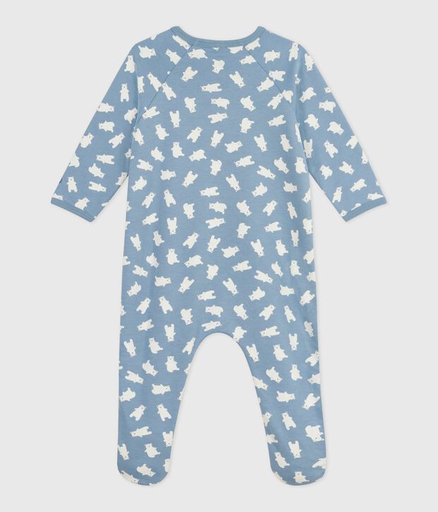 Pyjama b&eacute;b&eacute; en molleton gratt&eacute; imprim&eacute; bleu/&eacute;cru