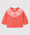 Cardigan 100% laine bébé. orange OURSIN/blanc MARSHMALLOW