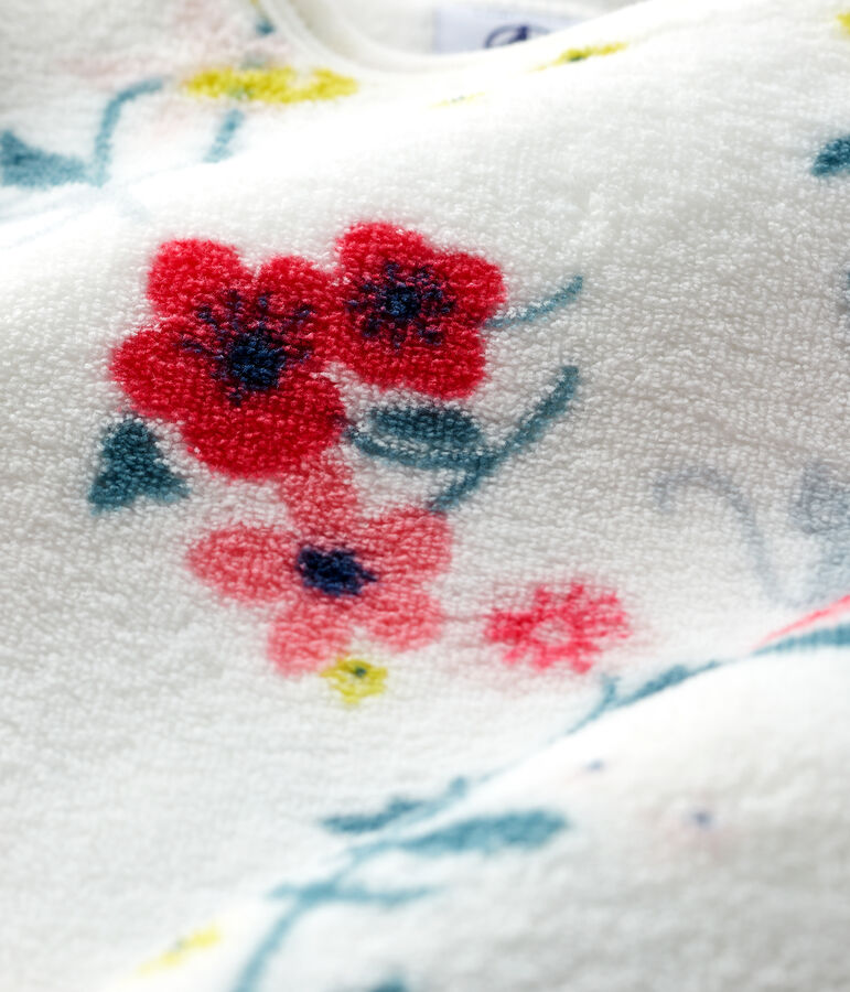 Fleece overpyjama met bloemenprint voor baby meisje wit/multicouleur