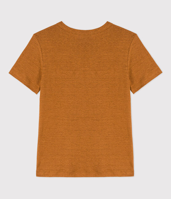 L'ICONIQUE, T-shirt voor dames in linnen bruin TOAST