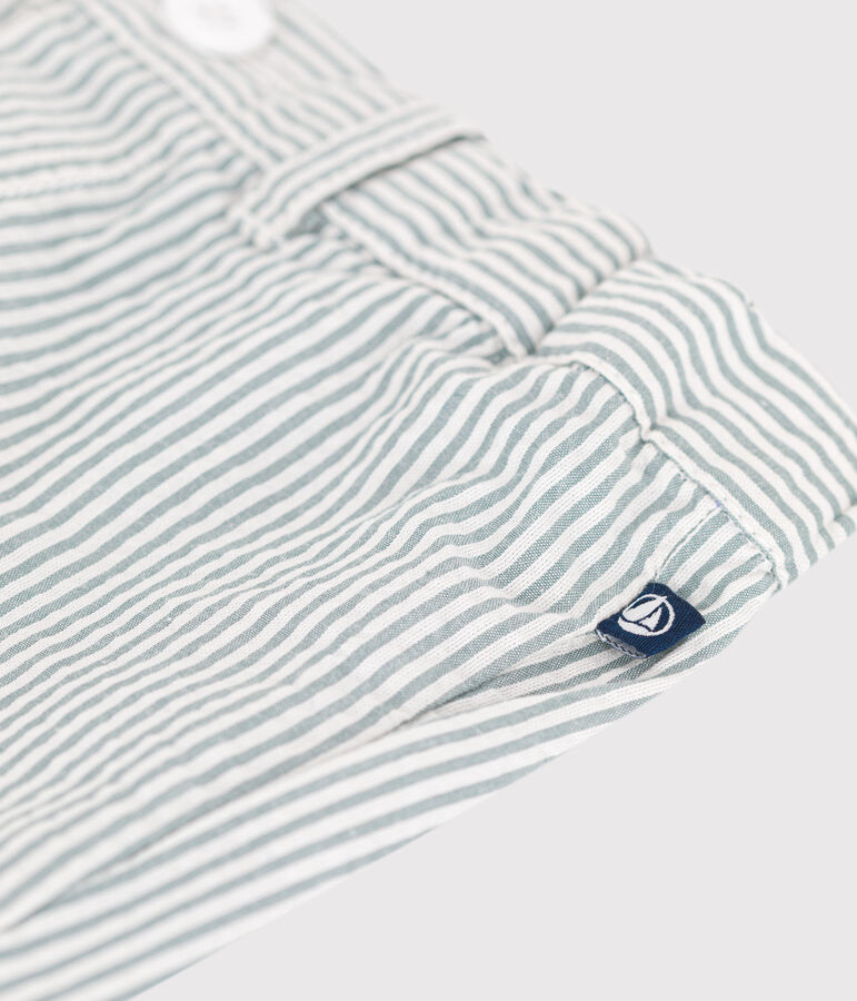 Short b&eacute;b&eacute; en seersucker ray&eacute; blanc/vert