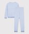 Pyjama femme en coton &eacute;ponge &agrave; rayures bleu/&eacute;cru