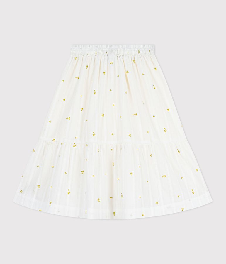 Jupe enfant longue en coton imprim&eacute;e fleurs vert/vert