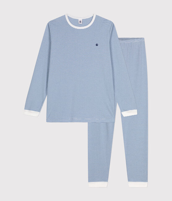 Pyjama en coton rayé junior bleu BEACH/ MARSHMALLOW