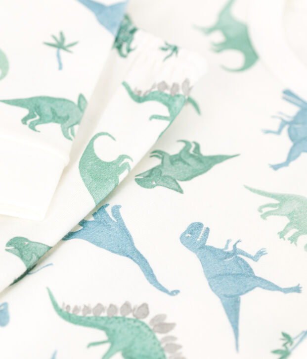 Pyjama tr&egrave;s ajust&eacute; enfant en coton imprim&eacute; blanc/multicouleur