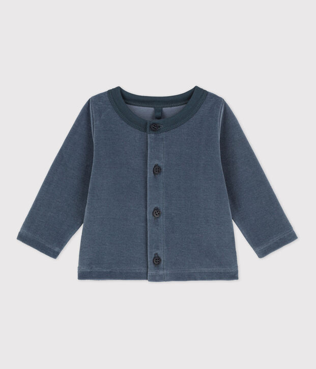 Babycardigan van katoenen velours grijs