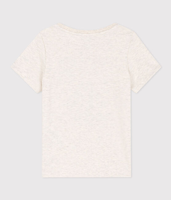Katoenen T-shirt met korte mouwen voor meisjes beige MONTELIMAR CHINE