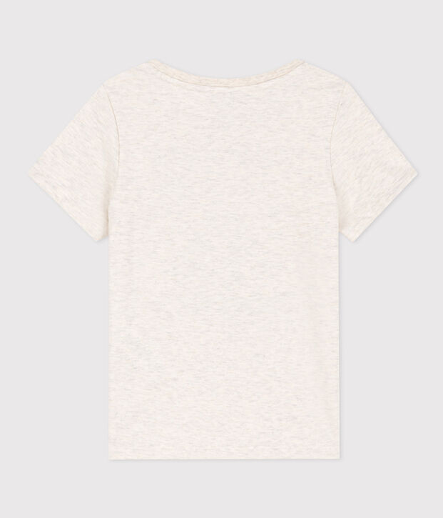Tee-shirt manches courtes en coton enfant fille beige chin&eacute;