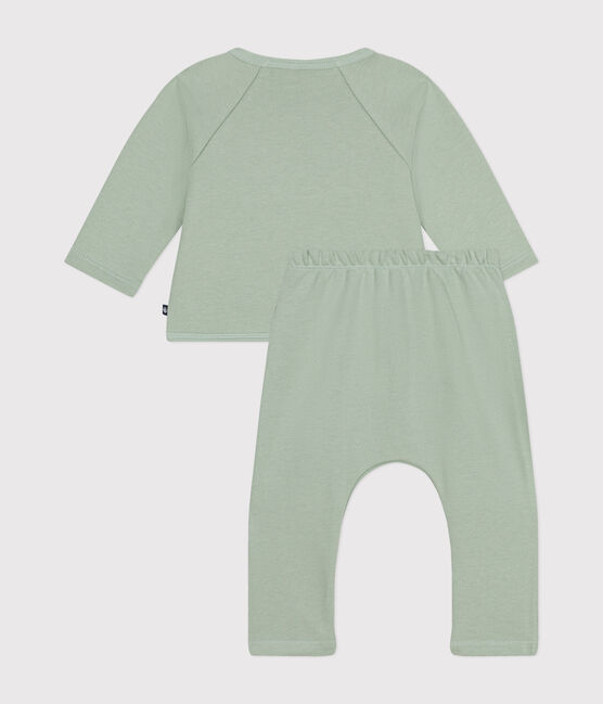 Tweedelige set van molton voor baby's groen HERBIER