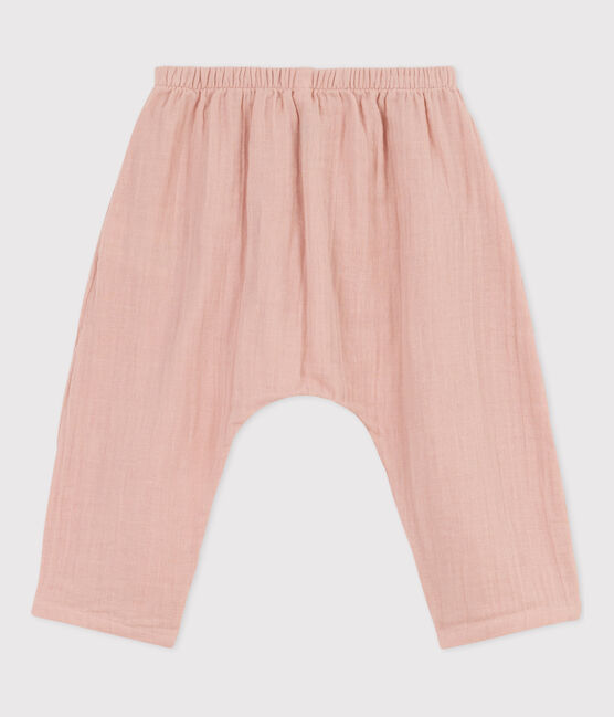 Pantalon en gaze de coton bébé rose SALINE