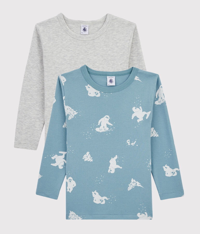 Lot de 2 tee-shirts manches longues imprim&eacute; y&eacute;ti petit gar&ccedil;on multicouleur