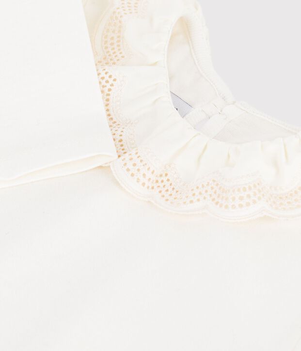 Tee-shirt b&eacute;b&eacute; en coton manches longues uni blanc