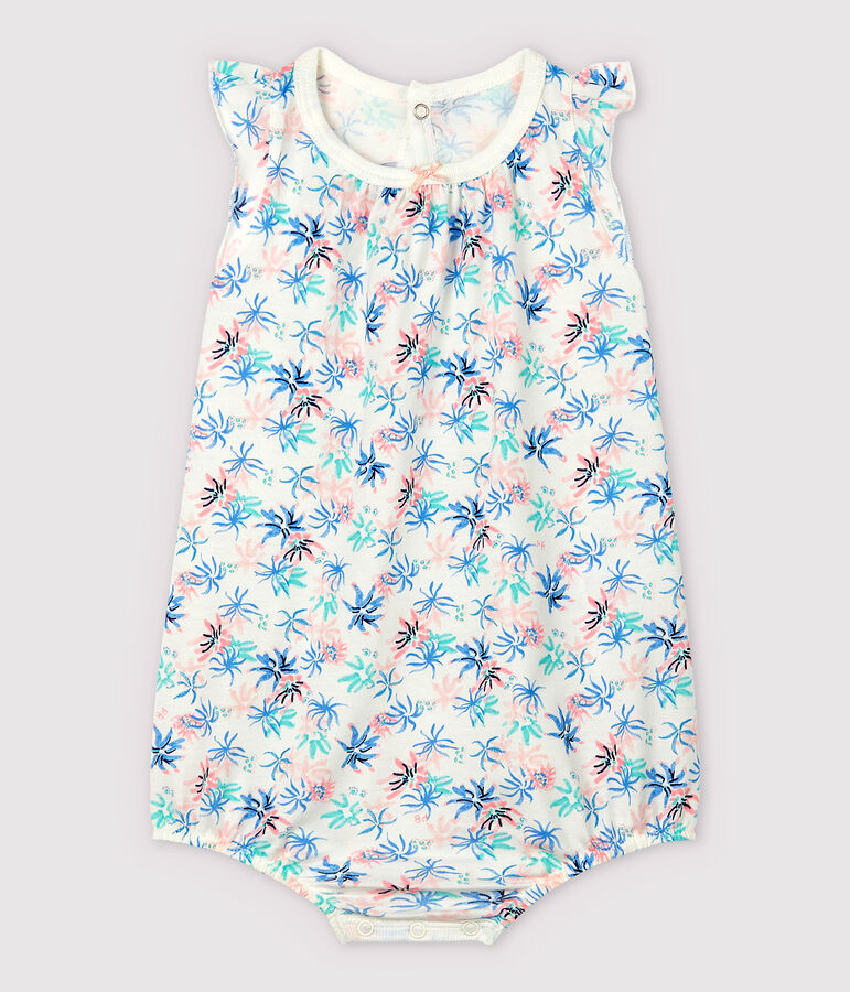 Combicourt an&eacute;mones b&eacute;b&eacute; fille en jersey fin blanc/multicouleur