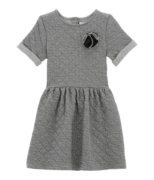 Robe fille manches courtes gris/blanc