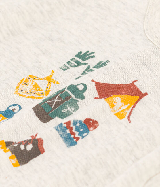 Baby-T-shirt met lange mouwen in tubic beige MONTELIMAR CHINE