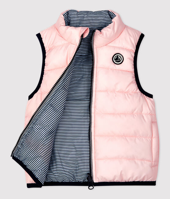 Omkeerbaar donsjack zonder mouwen van gerecycleerde polyester voor baby's roze MINOIS