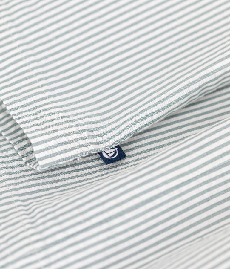 Robe b&eacute;b&eacute; en coton sans manches ray&eacute;e blanc/vert