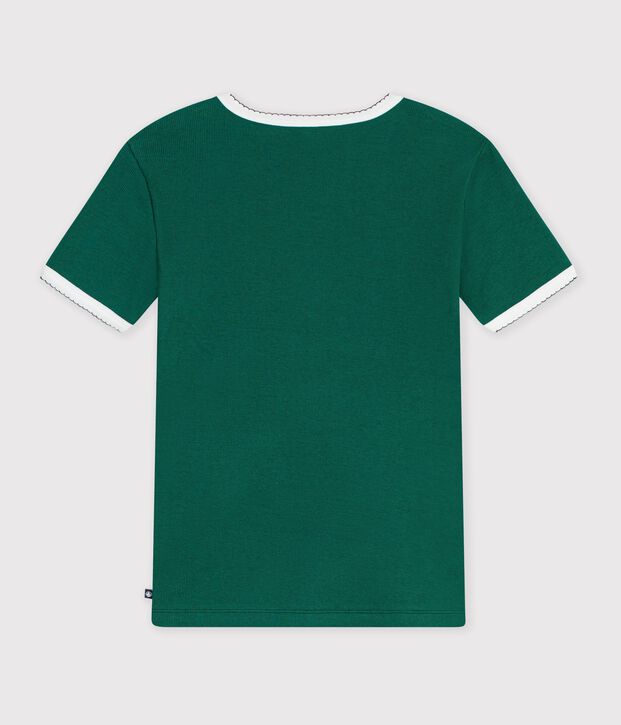 Dames-T-shirt van effen katoen met korte mouwen TREE