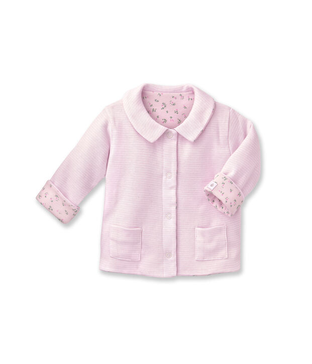 Veste b&eacute;b&eacute; mixte ouatin&eacute;e r&eacute;versible &agrave; milleraies rose/blanc