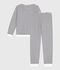 Pyjama femme en coton &eacute;ponge &agrave; rayures bleu/bleu