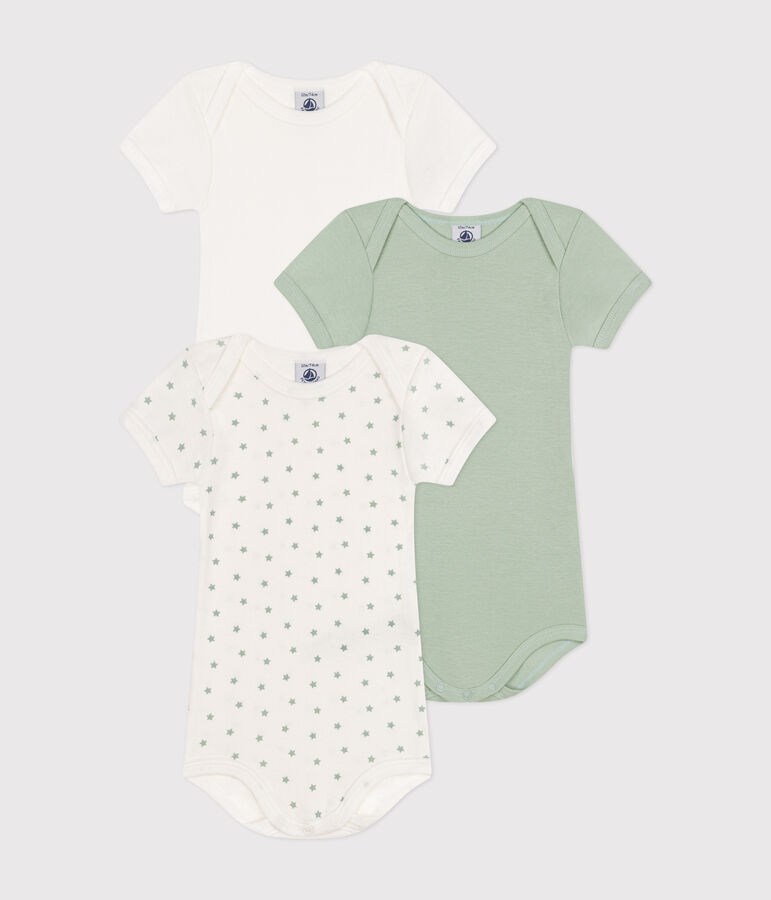Lot de 3 bodies manches courtes en coton b&eacute;b&eacute; multicouleur
