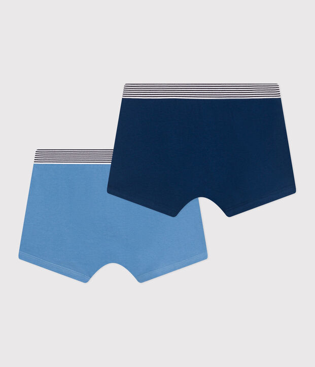 Setje met 2 effen boxershorts voor kinderen in katoen en elastaan multicouleur