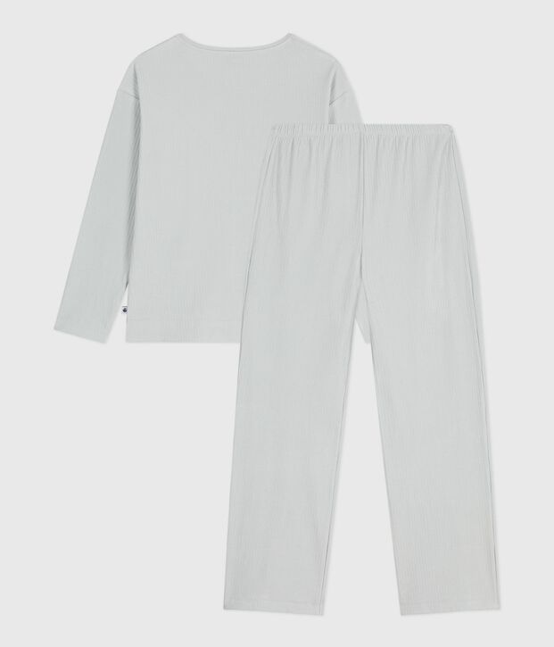 Effen fluwelen damespyjama met rechte pijp blauw