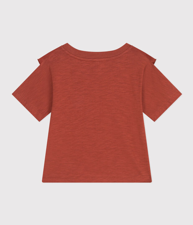 T-shirt van gevlamde jersey voor meisjes bruin