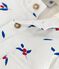 Babyjas met kap en wattering in poplin, afgewerkt met print CO2/ MULTICO